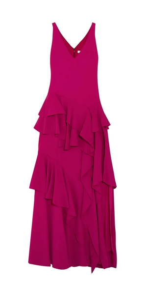 NWT Halston Heritage dress long evening gown maxi v-neck ruffle flounce 6 - Picture 6 of 8